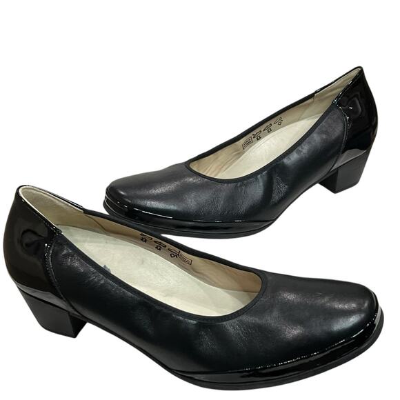 Waldlaufer Dress Pump Shoes Womens US 10 Black Patent Leather Block Heel Comfort - Picture 1 of 14